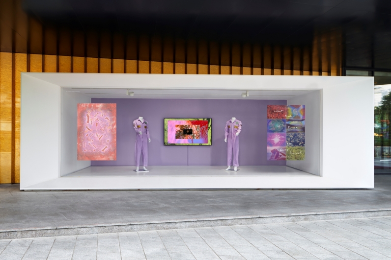 Installation view with The Institute of Queer Ecology's work